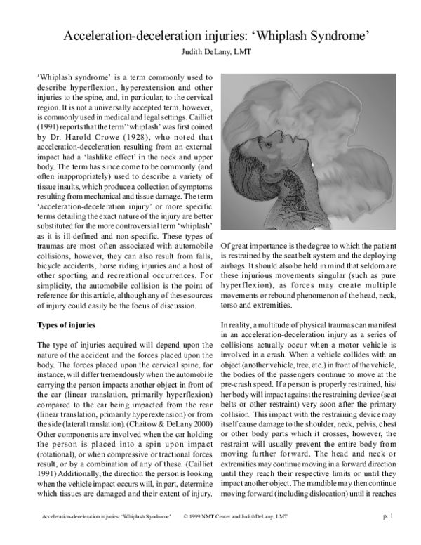 (PDF) Acceleration-deceleration injuries : ‘ Whiplash Syndrome