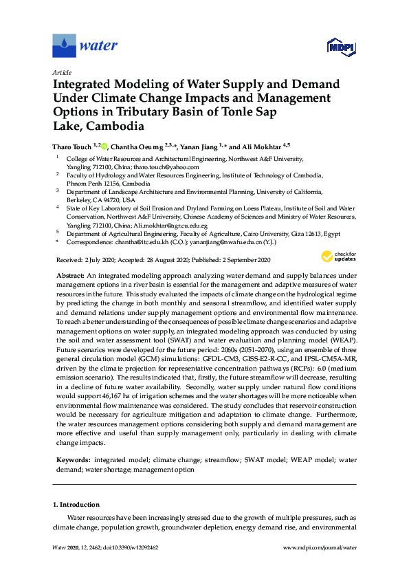 (PDF) Integrated Modeling of Water Supply and Demand Under Climate ...