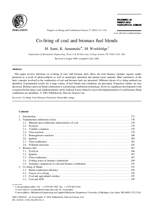 (PDF) Co-firing of coal and biomass fuel blends