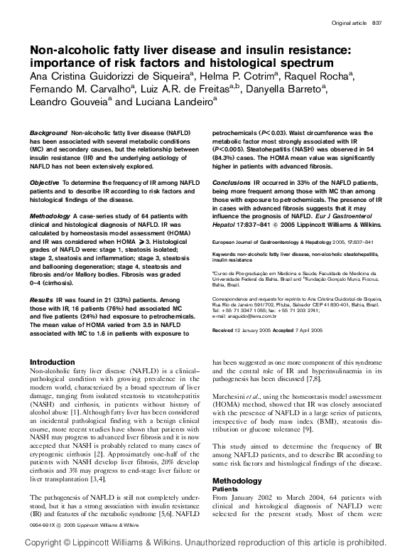 (PDF) Non-alcoholic fatty liver disease and insulin resistance ...