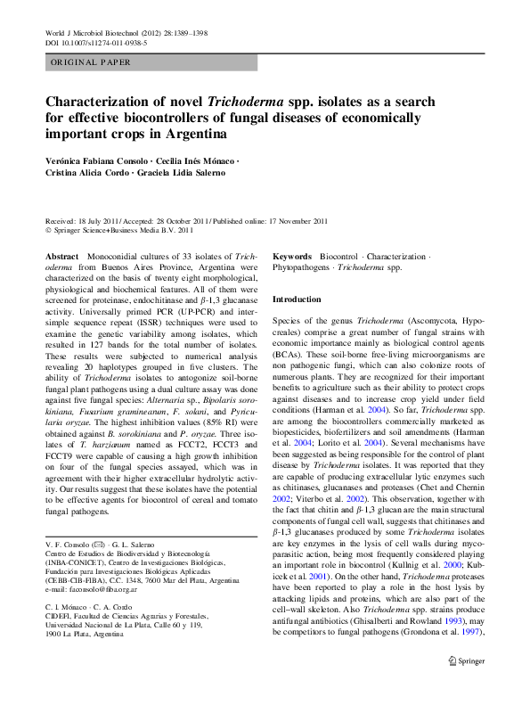 (PDF) Characterization of novel Trichoderma spp. isolates as a search ...