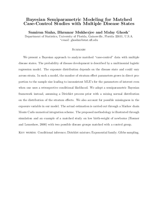 (PDF) Bayesian semiparametric modeling for matched case-control studies ...