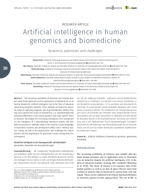(PDF) Artificial intelligence in human genomics and biomedicine