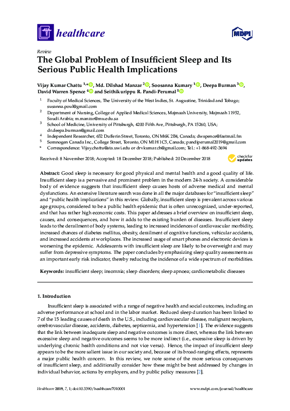 (PDF) The Global Problem of Insufficient Sleep and Its Serious Public ...