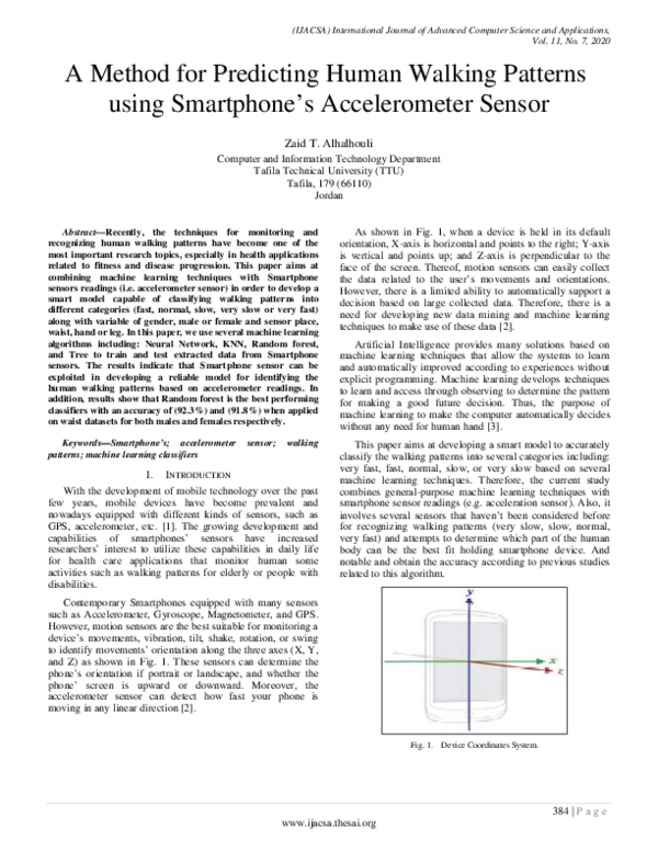 (PDF) A Method for Predicting Human Walking Patterns using Smartphone’s ...