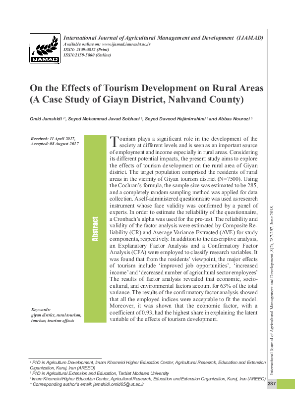 (PDF) On the Effects of Tourism Development on Rural Areas (A Case ...