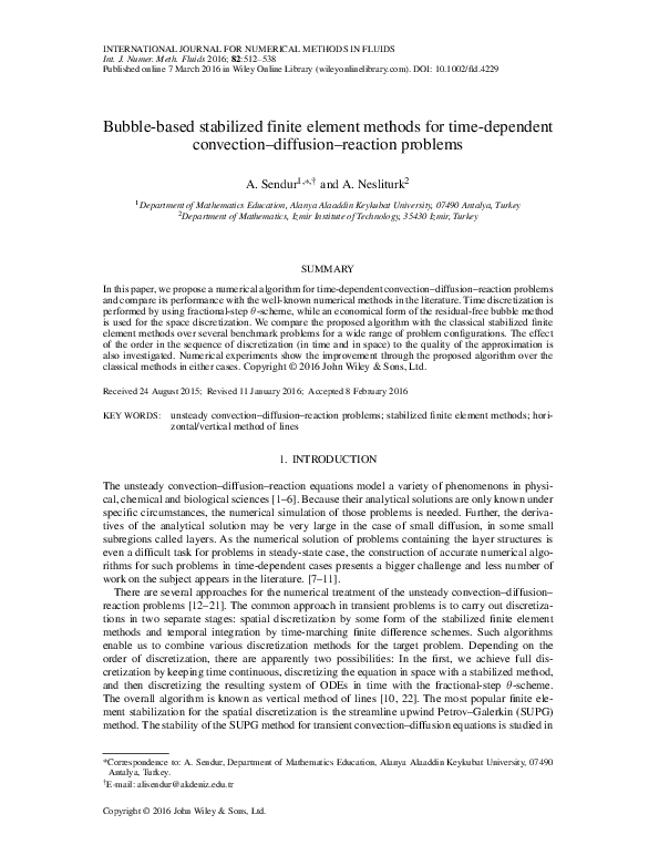(PDF) Bubble-based stabilized finite element methods for time-dependent ...