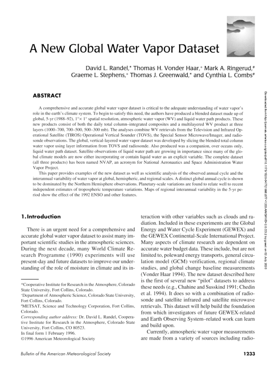(PDF) A New Global Water Vapor Dataset