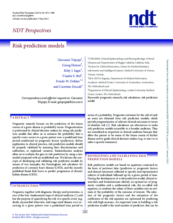 (PDF) Risk prediction models