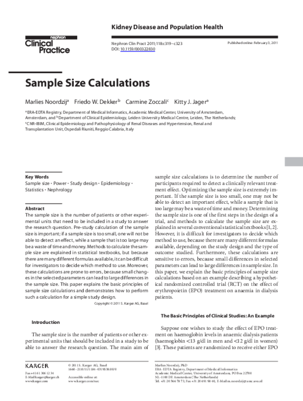 (PDF) Sample Size Calculations