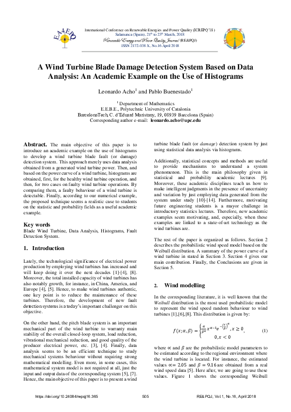 (PDF) A wind turbine blade damage detection system based on data ...