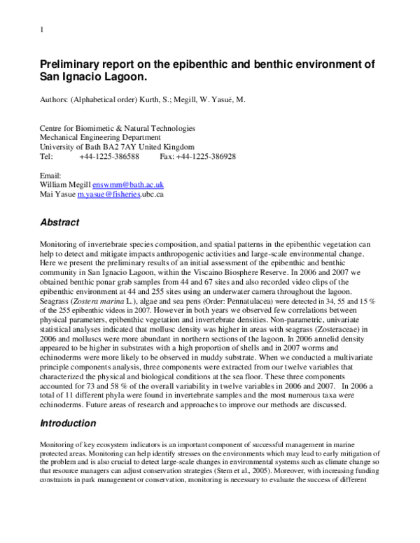 (PDF) Preliminary report on the epibenthic and benthic environment of ...