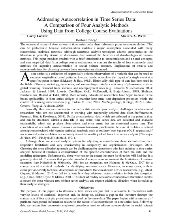 (PDF) Addressing Autocorrelation in Time Series Data: A Comparison of ...