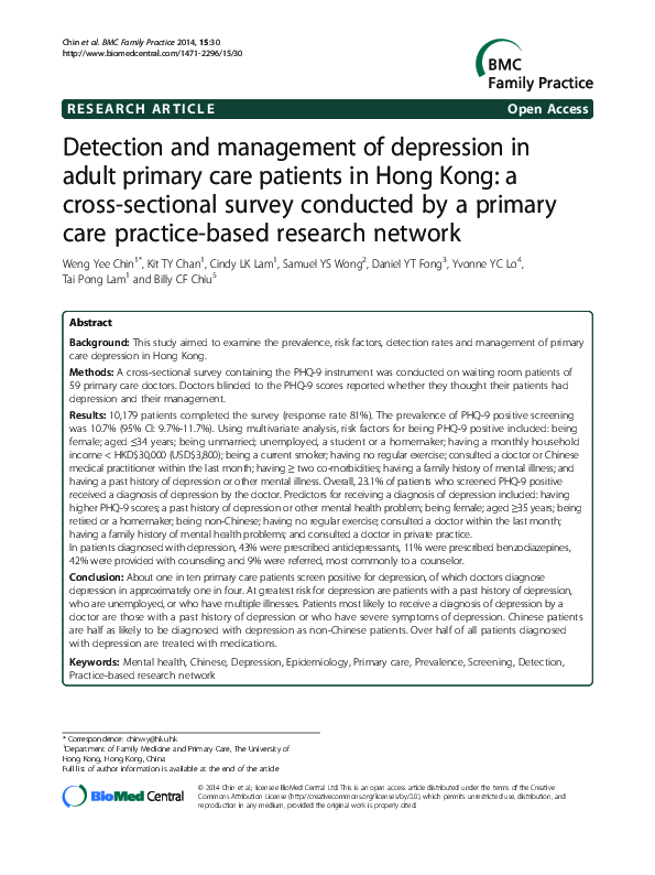 (PDF) Detection and management of depression in adult primary care ...