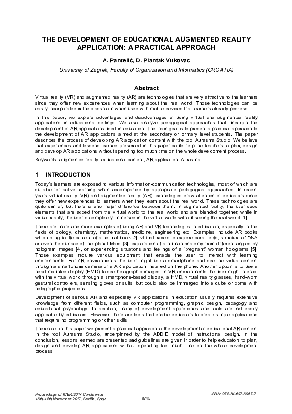(PDF) The Development of Educational Augmented Reality Application: A ...