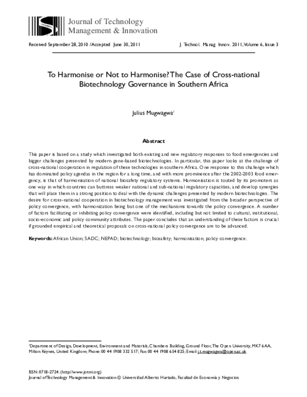(PDF) To Harmonise or Not to Harmonise? The Case of Cross