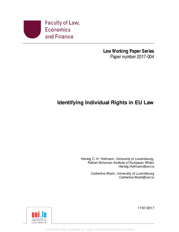 (PDF) Identifying Individual Rights in EU Law