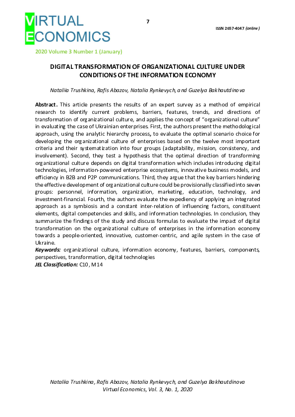 (PDF) Digital Transformation of Organizational Culture under Conditions ...