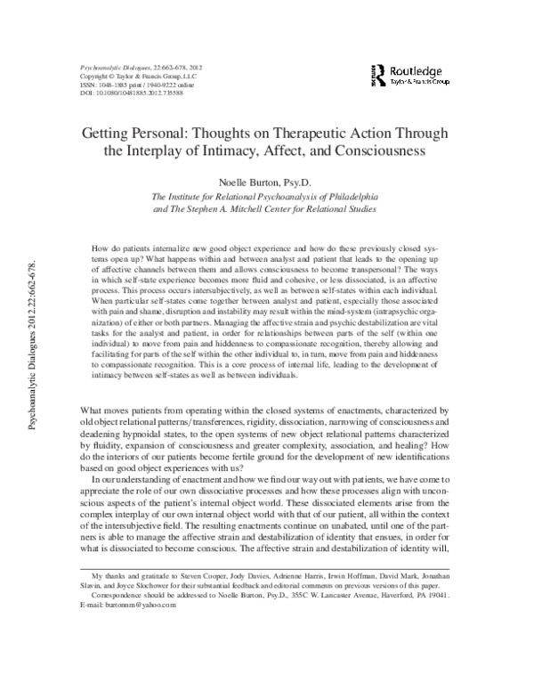 (PDF) Psychoanalytic Dialogues