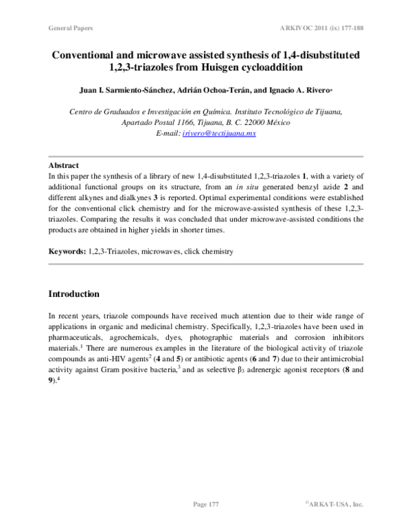 (PDF) Conventional and microwave assisted synthesis of 1,4 ...