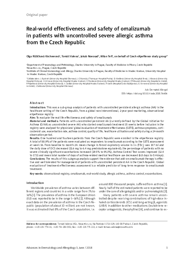 (PDF) Real-world effectiveness and safety of omalizumab in patients ...
