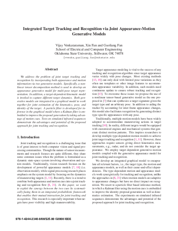 (PDF) Integrated target tracking and recognition via joint appearance ...