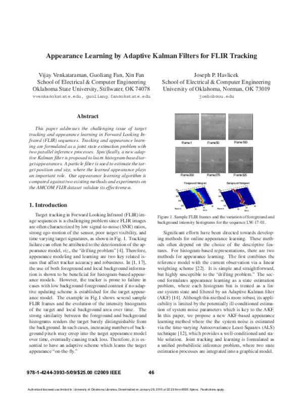 (PDF) Appearance learning by adaptive Kalman filters for FLIR tracking