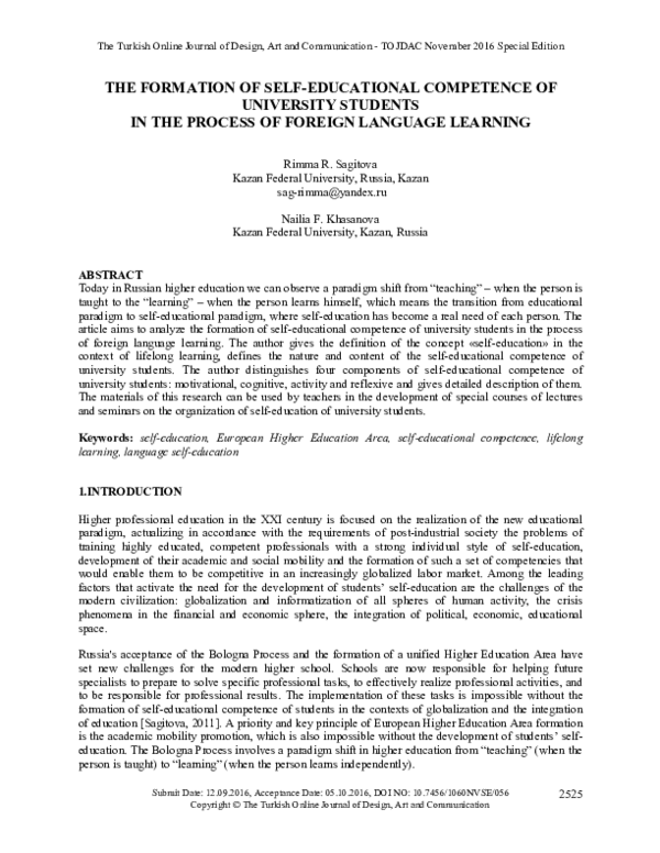 (PDF) The Formation of Self-Educational Competence of University ...