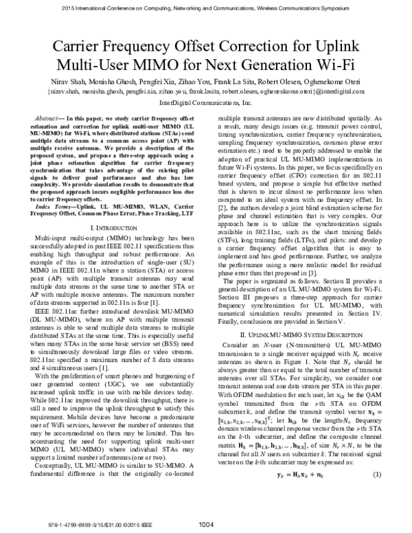 (PDF) Carrier frequency offset correction for uplink multi-user MIMO ...