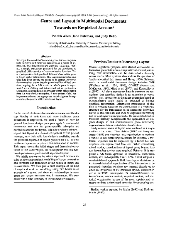 (PDF) Genre and layout in multimodal documents: towards an empirical ...