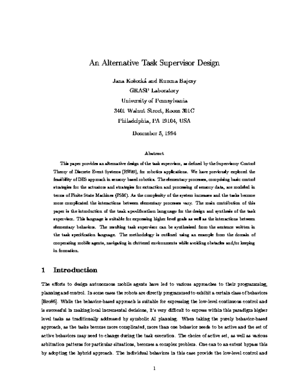 (PDF) An Alternative Task Supervisor Design | Jana Kosecka - Academia.edu