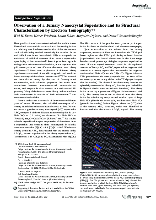 (PDF) Observation of a Ternary Nanocrystal Superlattice and Its ...