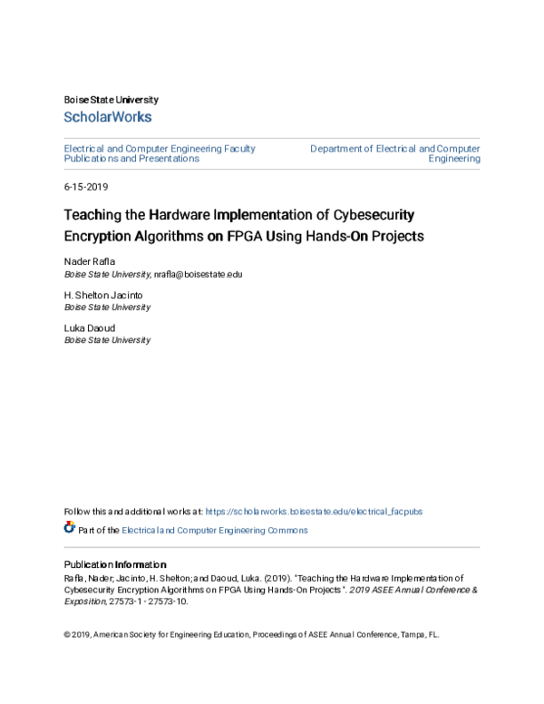 (PDF) Teaching the Hardware Implementation of Cybesecurity Encryption ...