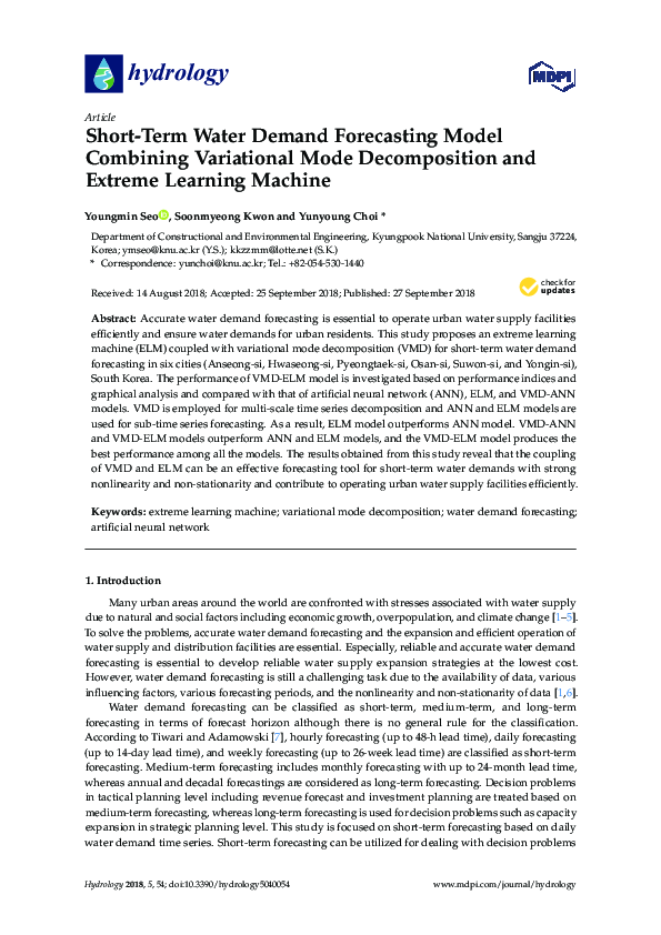 (PDF) Short-Term Water Demand Forecasting Model Combining Variational ...