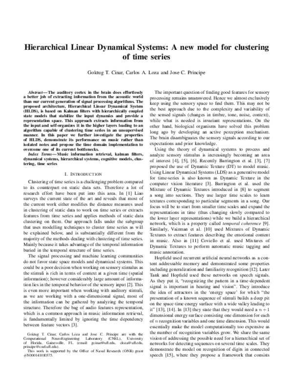 (PDF) Hierarchical Linear Dynamical Systems: A new model for clustering ...