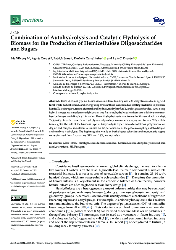 (PDF) Combination of Autohydrolysis and Catalytic Hydrolysis of Biomass ...