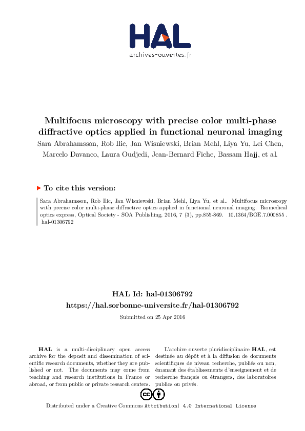(PDF) Multifocus microscopy with precise color multi-phase diffractive ...