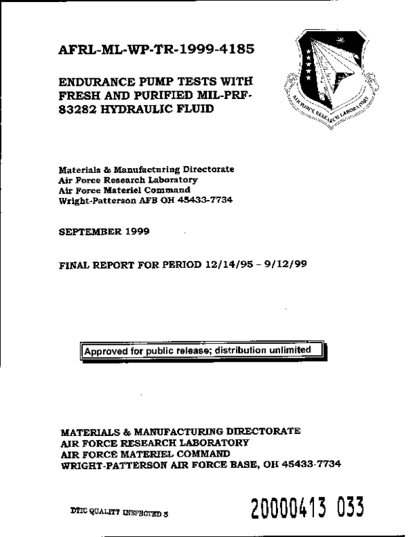 (PDF) Endurance Pump Tests With Fresh and Purified MILPRF83282