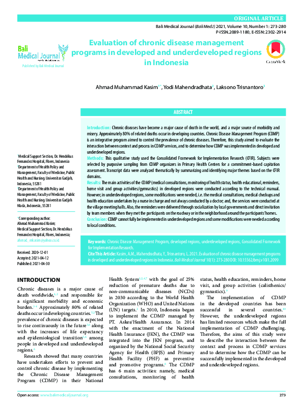 (PDF) Evaluation of chronic disease management programs in developed ...