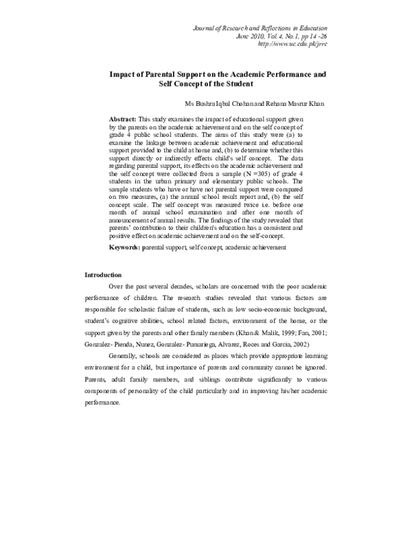 (PDF) Impact of Parental Support on the Academic Performance and Self ...