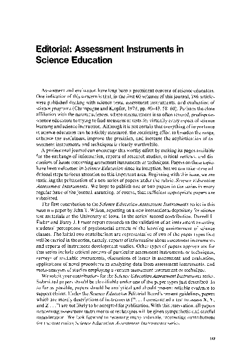 (PDF) Assessment instruments in science education