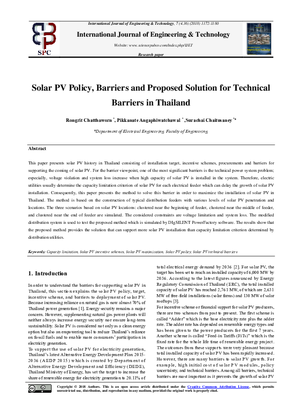 (PDF) Solar PV Policy, Barriers and Proposed Solution for Technical ...