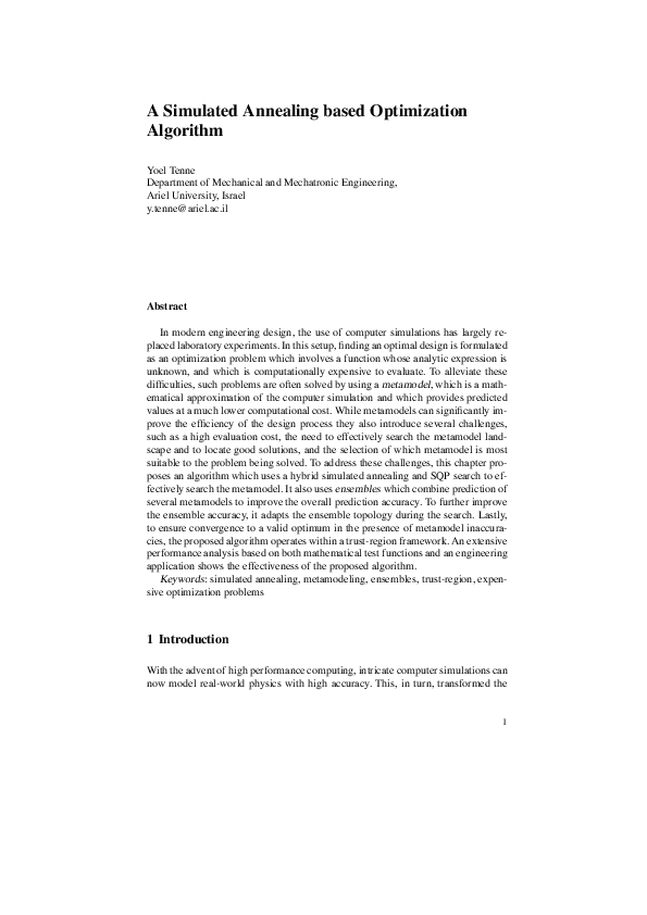(PDF) A Simulated Annealing based Optimization Algorithm
