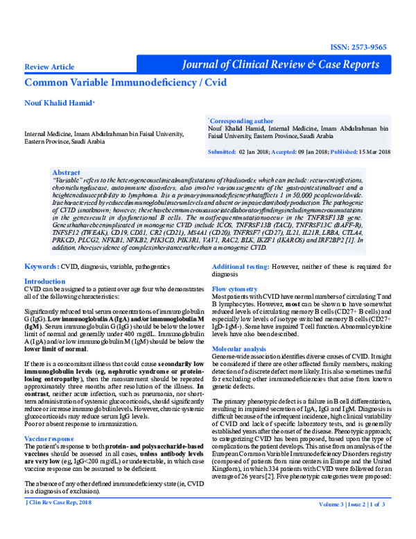 (PDF) Common Variable Immunodeficiency (CVID)
