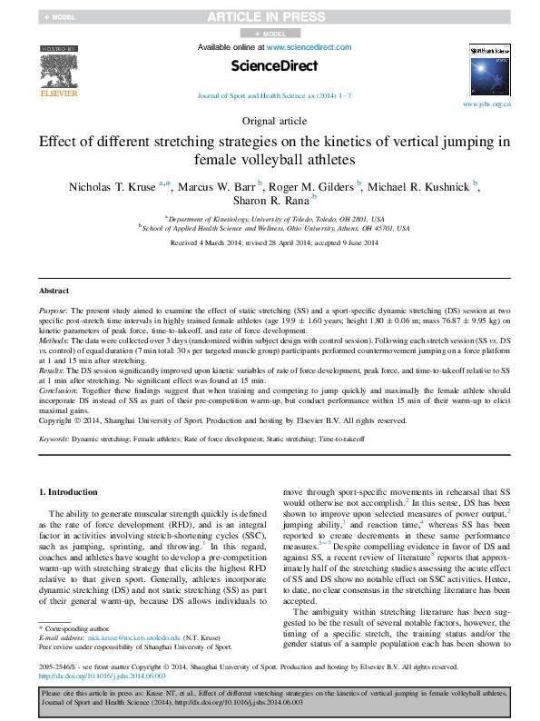 (PDF) Effect of different stretching strategies on the kinetics of ...