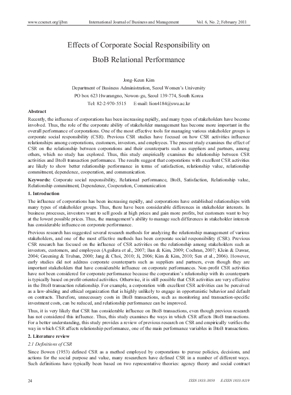 (PDF) Effects of Corporate Social Responsibility on Organizational ...