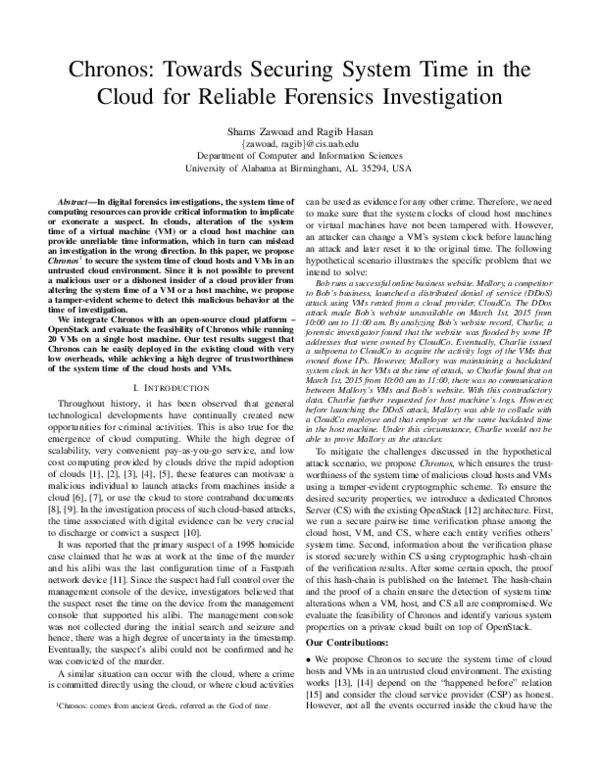(PDF) Chronos: Towards Securing System Time in the Cloud for Reliable ...