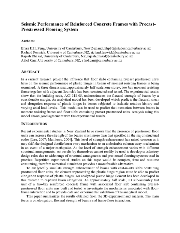 (PDF) Seismic Performance of Reinforced Concrete Frames Infilled with ...