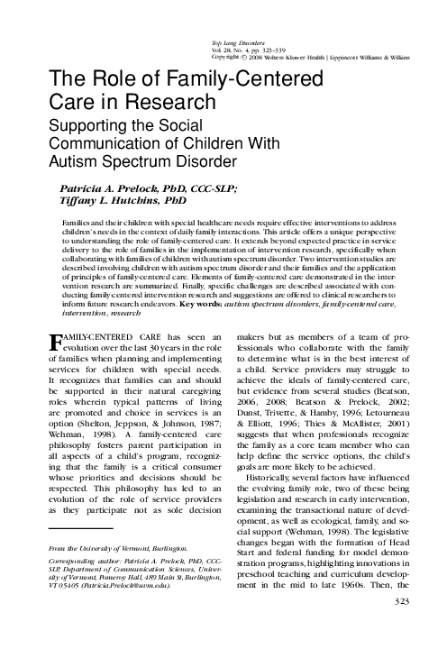 (PDF) The Role of Family-Centered Care in Research