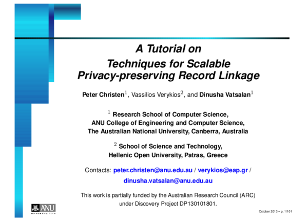 (PDF) A Tutorial on Techniques for Scalable Privacy-preserving Record ...